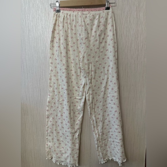 White Pajama Pants with Pink Bow Pattern coquette size xs - Picture 4 of 6